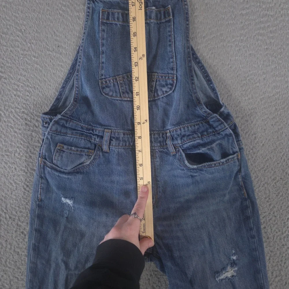 Gap Overalls Kids XL Blue Distressed Overalls Straight Leg Denim Bib Pocket